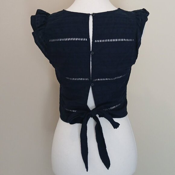 Gentle Fawn Venice Tie Back Flutter Sleeve Top Navy Blue Size XS - Picture 4 of 7